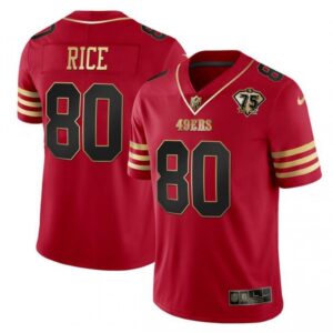 6861ab48b3972_1 Men's San Francisco 49ers #80 Jerry Rice Red Gold With 75th Anniversary Patch Stitched Jersey