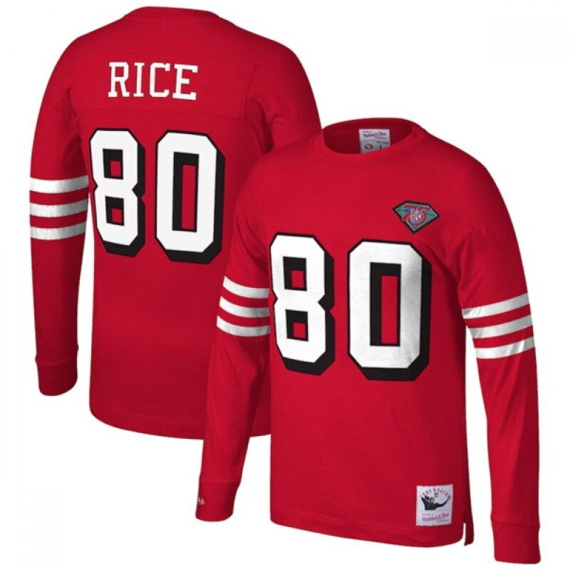 6861ab4b9fff5_1 Men's San Francisco 49ers #80 Jerry Rice Red Long Sleeve Jersey