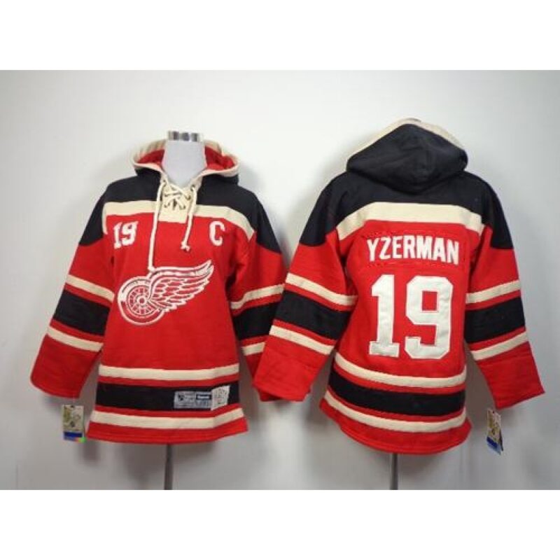 6861ab62054eb_1 Red Wings #19 Steve Yzerman Red Sawyer Hooded Sweatshirt Stitched Youth NHL Jersey