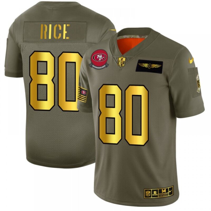 6861ab714046b_1 Men's San Francisco 49ers #80 Jerry Rice 2019 Olive/Gold Salute To Service Limited Stitched NFL Jersey