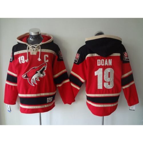 6861ab74761e6_1 Coyotes #19 Shane Doan Red Sawyer Hooded Sweatshirt Stitched NHL Jersey