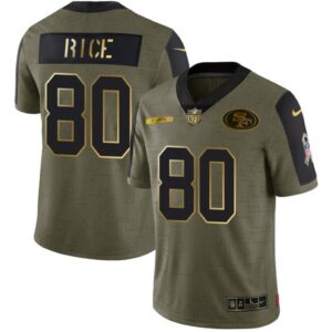 6861ab76d7e95_1 Men's San Francisco 49ers #80 Jerry Rice 2021 Olive Camo Salute To Service Golden Limited Stitched Jersey