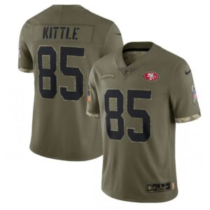 6861ab8575dc1_1 Men's San Francisco 49ers #85 George Kittle Olive 2022 Salute To Service Limited Stitched Jersey