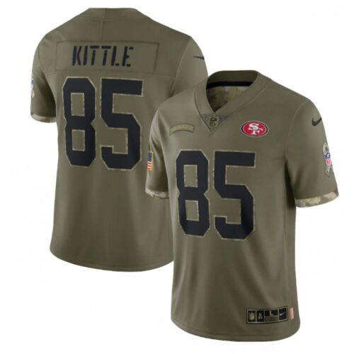 6861ab8575dc1_1 Men's San Francisco 49ers #85 George Kittle Olive 2022 Salute To Service Limited Stitched Jersey