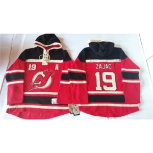 6861ab86dfa4e_1 Devils #19 Travis Zajac Red Sawyer Hooded Sweatshirt Stitched NHL Jersey