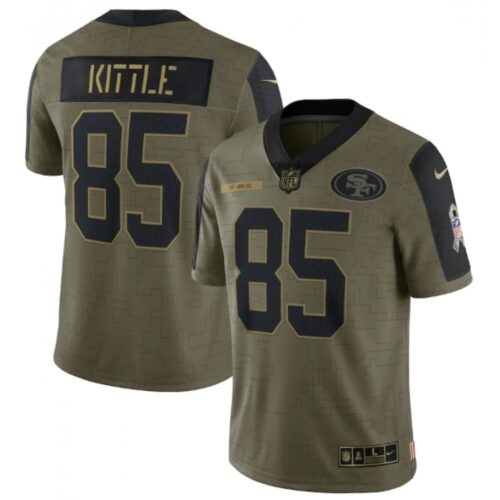 6861ab8e2d9c7_1 Men's San Francisco 49ers #85 George Kittle 2021 Olive Salute To Service Limited Stitched Jersey