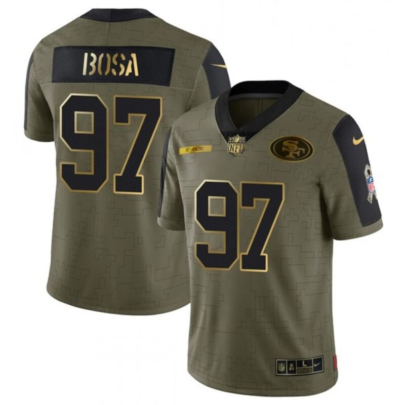 6861ab99879d9_1 Men's San Francisco 49ers #97 Nick Bosa 2021 Olive Camo Salute To Service Golden Limited Stitched Jersey