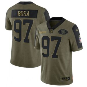 6861ab9f579db_1 Men's San Francisco 49ers #97 Nick Bosa 2021 Olive Salute To Service Limited Stitched Jersey