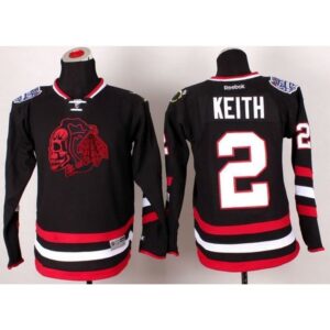 6861aba8a3691_1 Blackhawks #2 Duncan Keith Black(Red Skull) 2014 Stadium Series Stitched Youth NHL Jersey