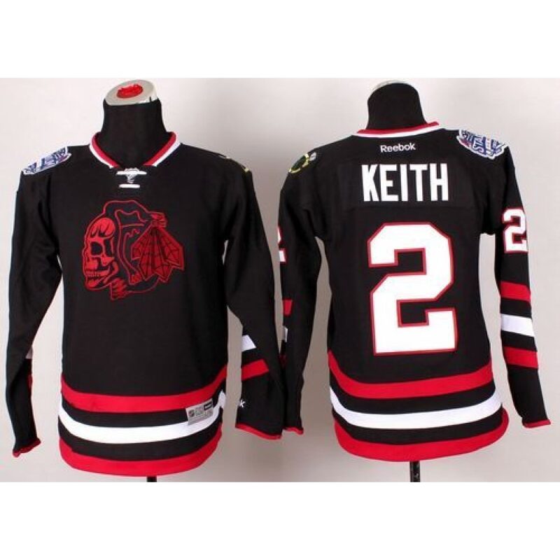 6861aba8a3691_1 Blackhawks #2 Duncan Keith Black(Red Skull) 2014 Stadium Series Stitched Youth NHL Jersey