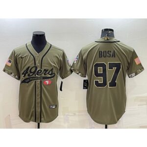 6861abac04a11_1 Men's San Francisco 49ers #97 Nick Bosa 2022 Olive Salute to Service Cool Base Stitched Baseball Jersey