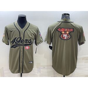 6861abaf10e30_1 Men's San Francisco 49ers Olive Salute to Service Team Big Logo Cool Base Stitched Baseball Jersey