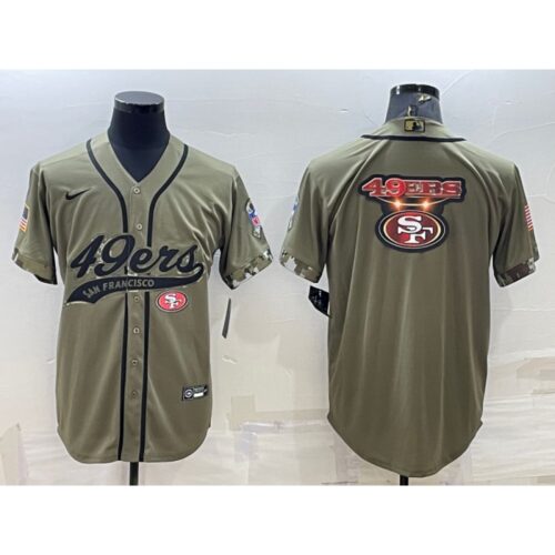 6861abaf10e30_1 Men's San Francisco 49ers Olive Salute to Service Team Big Logo Cool Base Stitched Baseball Jersey