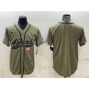 6861abb20d7c2_1 Men's San Francisco 49ers Blank Olive Salute to Service Cool Base Stitched Baseball Jersey
