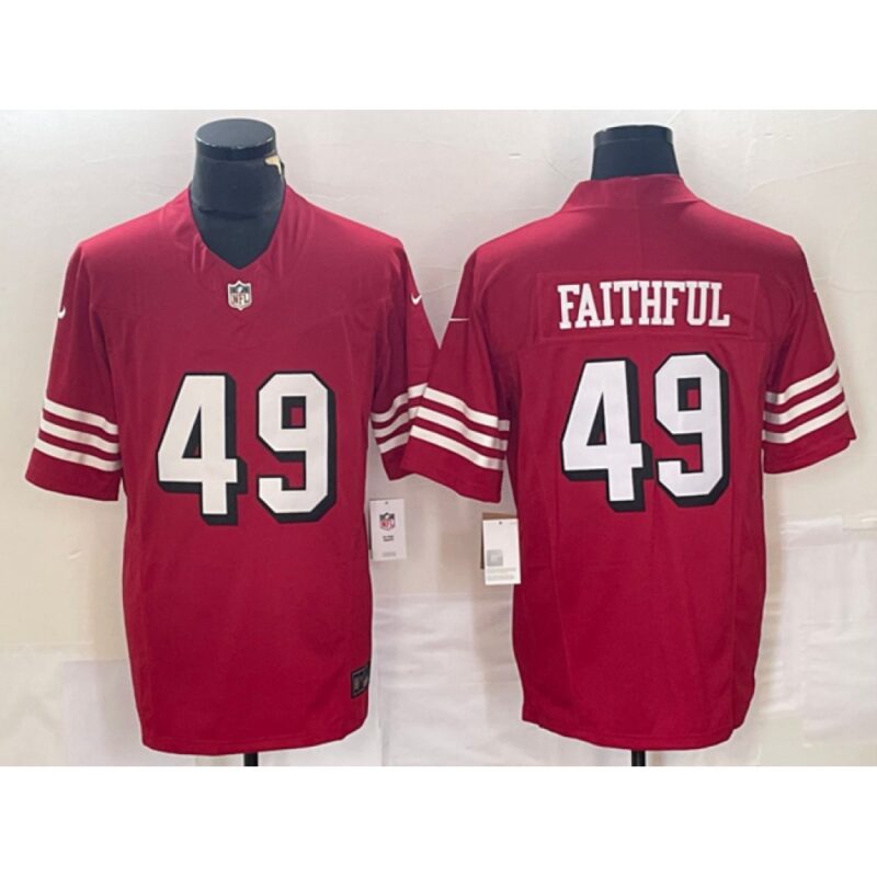 6861abd0c1137_1 Men's San Francisco 49ers #49 Faithful New Red 2023 F.U.S.E. Vapor Untouchable Limited Stitched Football Jersey