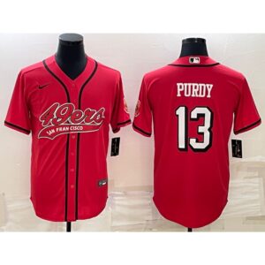 6861ac18190c4_1 Men's San Francisco 49ers #13 Brock Purdy New Red With Patch Cool Base Stitched Baseball Jersey