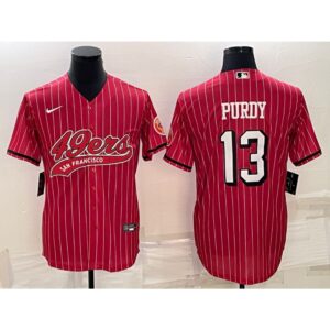 6861ac1b0bdc8_1 Men's San Francisco 49ers #13 Brock Purdy Red With Patch Cool Base Stitched Baseball Jersey