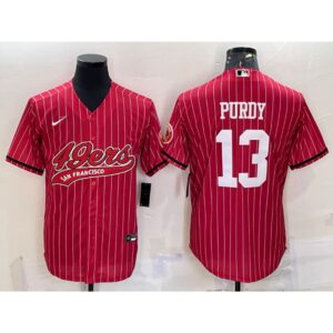6861ac1df168a_1 Men's San Francisco 49ers #13 Brock Purdy Red With Patch Cool Base Stitched Baseball Jersey