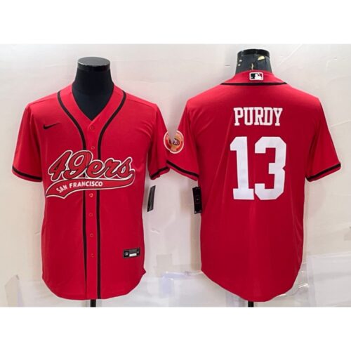 6861ac21066d7_1 Men's San Francisco 49ers #13 Brock Purdy Red With Patch Cool Base Stitched Baseball Jersey