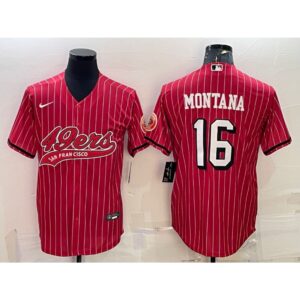 6861ac2432d18_1 Men's San Francisco 49ers #16 Joe Montana Red With Patch Cool Base Stitched Baseball Jersey