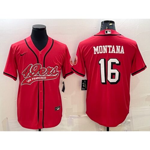 6861ac273a02c_1 Men's San Francisco 49ers #16 Joe Montana New Red With Patch Cool Base Stitched Baseball Jersey