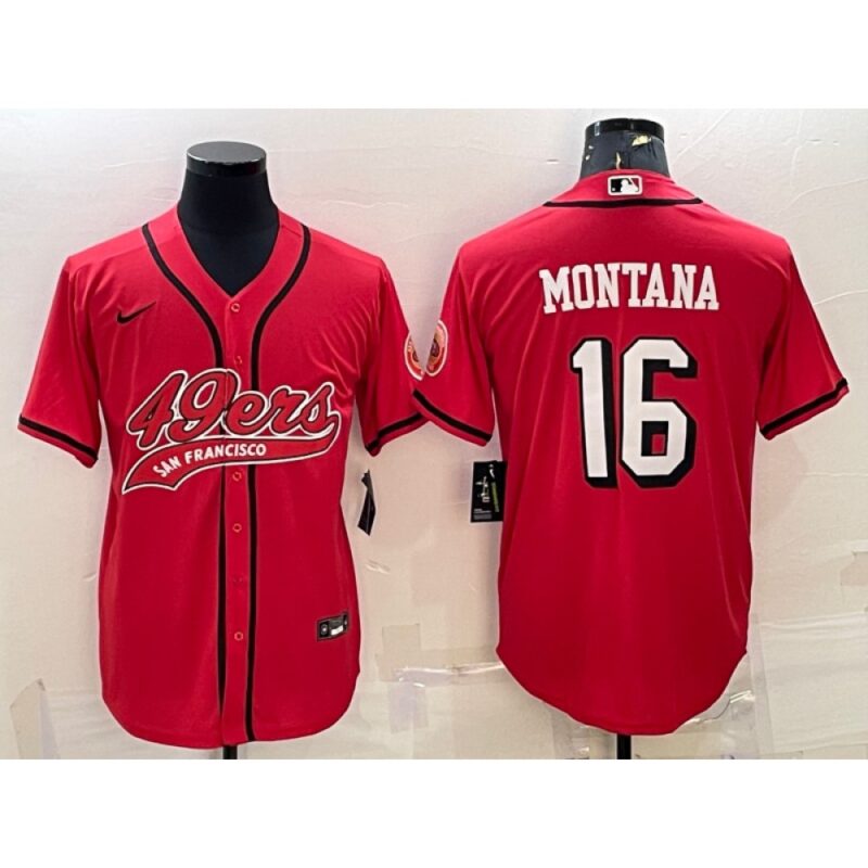 6861ac273a02c_1 Men's San Francisco 49ers #16 Joe Montana New Red With Patch Cool Base Stitched Baseball Jersey