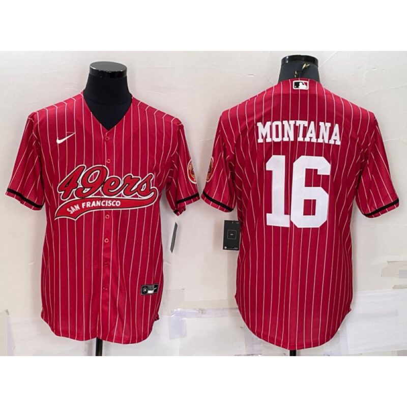 6861ac2a4d9ee_1 Men's San Francisco 49ers #16 Joe Montana Red With Patch Cool Base Stitched Baseball Jersey