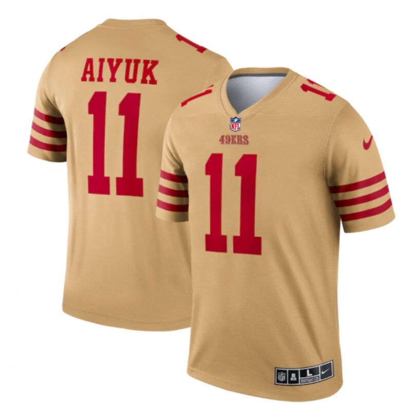 6861ac3694d7a_1 Men's San Francisco 49ers #11 Brandon Aiyuk 2022 New Gold Inverted Legend Stitched Football Jersey