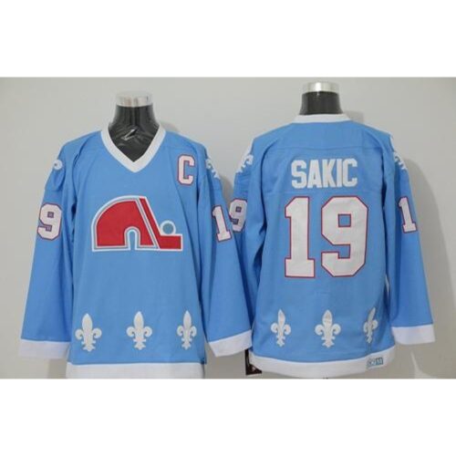 6861ac39e3c77_1 Nordiques #19 Joe Sakic Light Blue CCM Throwback Stitched NHL Jersey