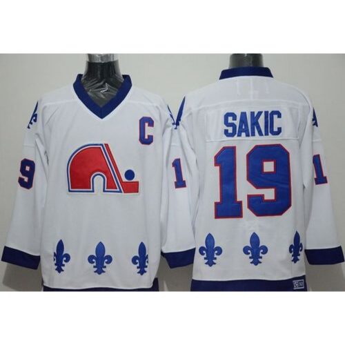 6861ac401a83b_1 Nordiques #19 Joe Sakic Whtie CCM Throwback Stitched NHL Jersey