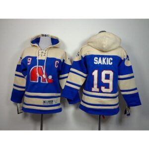 6861ac43256a0_1 Nordiques #19 Joe Sakic Blue Sawyer Hooded Sweatshirt Stitched Youth NHL Jersey