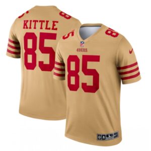 6861ac48cc8f4_1 Men's San Francisco 49ers #85 George Kittle 2022 New Gold Inverted Legend Stitched Football Jersey