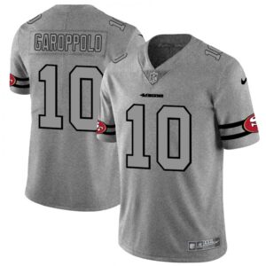 6861ac5537efa_1 Men's San Francisco 49ers #10 Jimmy Garoppolo 2019 Gray Gridiron Team Logo Limited Stitched NFL Jersey