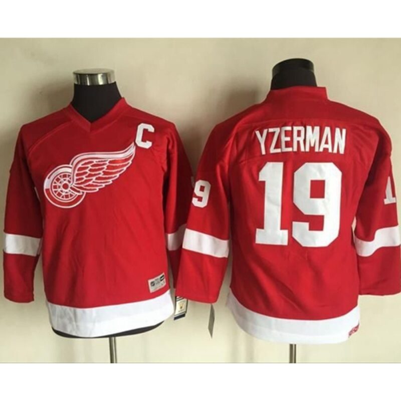 6861ac6569385_1 Red Wings #19 Steve Yzerman Red CCM Throwback Stitched Youth NHL Jersey