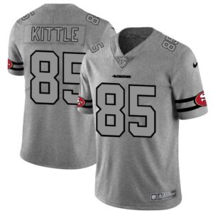 6861ac708e173_1 Men's San Francisco 49ers #85 George Kittle 2019 Gray Gridiron Team Logo Limited Stitched NFL Jersey