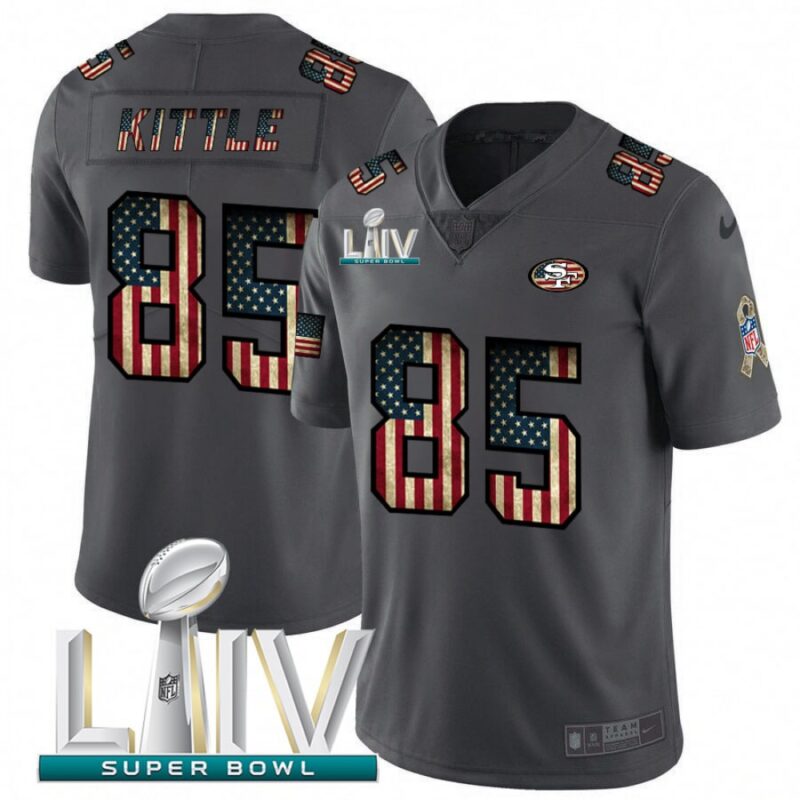 6861ac768b1e7_1 Men's San Francisco 49ers #85 George Kittle Gray With Super Bowl Patch Fashion Static Limited Stitched Jersey