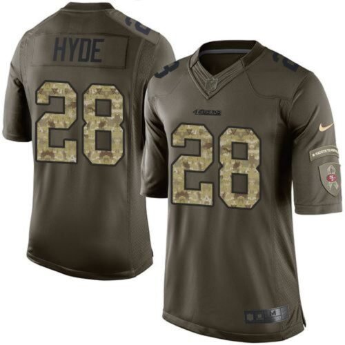 49ers #28 Carlos Hyde Green Men's Stitched NFL Limited Salute to Service Jersey