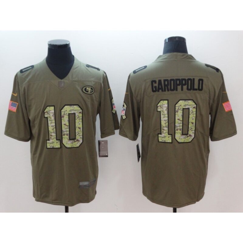 6861acc19a7d3_1 Men's San Francisco 49ers #10 Jimmy Garoppolo Green Camo Salute To Service Limited Stitched NFL Jersey