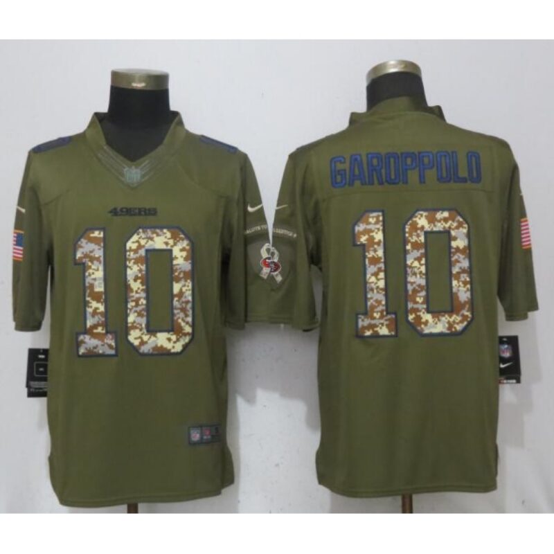 6861acc4b5a46_1 Men's San Francisco 49ers #10 Jimmy Garoppolo Green Salute To Service Limited Stitched NFL Jersey