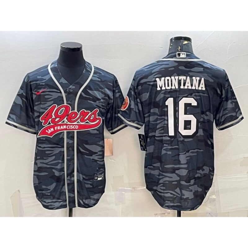 6861accdf08b1_1 Men's San Francisco 49ers #16 Joe Montana Grey Camo With Patch Cool Base Stitched Baseball Jersey