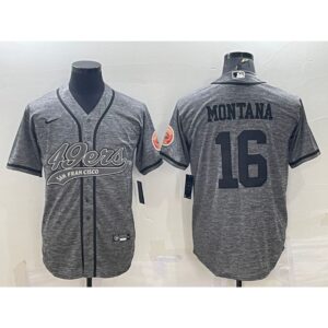 6861acd10849c_1 Men's San Francisco 49ers #16 Joe Montana Grey With Patch Cool Base Stitched Baseball Jersey