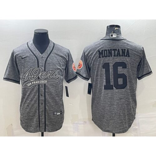 6861acd10849c_1 Men's San Francisco 49ers #16 Joe Montana Grey With Patch Cool Base Stitched Baseball Jersey