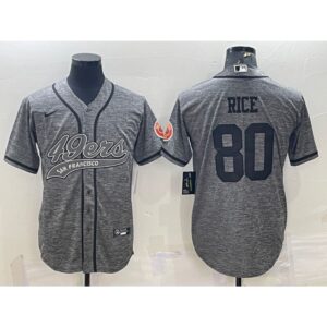 6861acec59747_1 Men's San Francisco 49ers #80 Jerry Rice Grey With Patch Cool Base Stitched Baseball Jersey