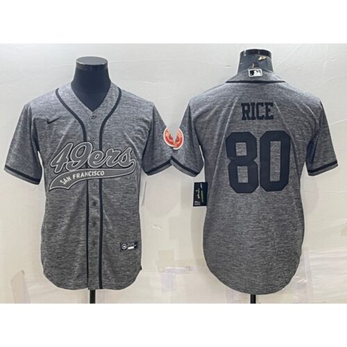 6861acec59747_1 Men's San Francisco 49ers #80 Jerry Rice Grey With Patch Cool Base Stitched Baseball Jersey