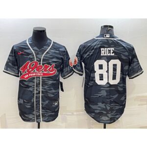 6861acf23709d_1 Men's San Francisco 49ers #80 Jerry Rice Grey Camo With Patch Cool Base Stitched Baseball Jersey
