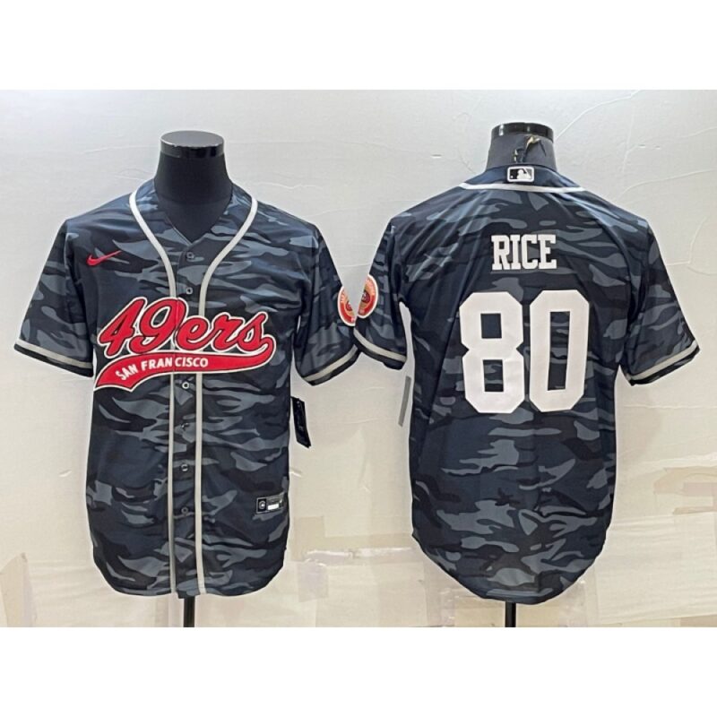 6861acf23709d_1 Men's San Francisco 49ers #80 Jerry Rice Grey Camo With Patch Cool Base Stitched Baseball Jersey