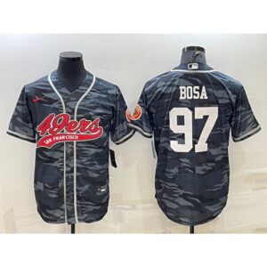 6861ad00b05e8_1 Men's San Francisco 49ers #97 Nick Bosa Grey Camo With Patch Cool Base Stitched Baseball Jersey