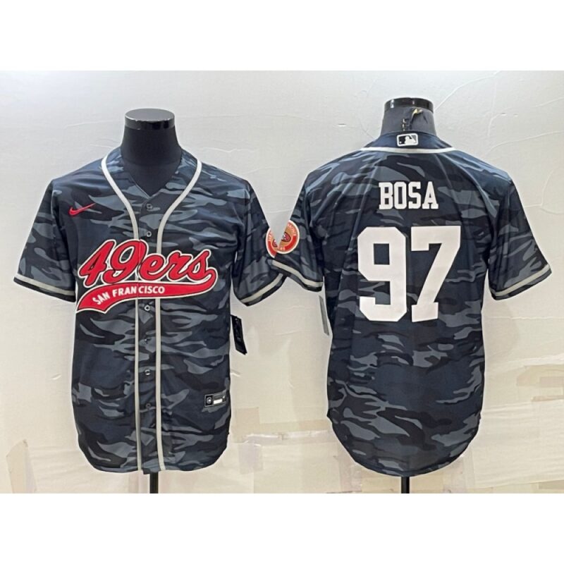 6861ad00b05e8_1 Men's San Francisco 49ers #97 Nick Bosa Grey Camo With Patch Cool Base Stitched Baseball Jersey