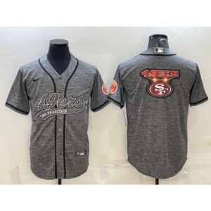 6861ad039b747_1 Men's San Francisco 49ers Grey Team Big Logo With Patch Cool Base Stitched Baseball Jersey
