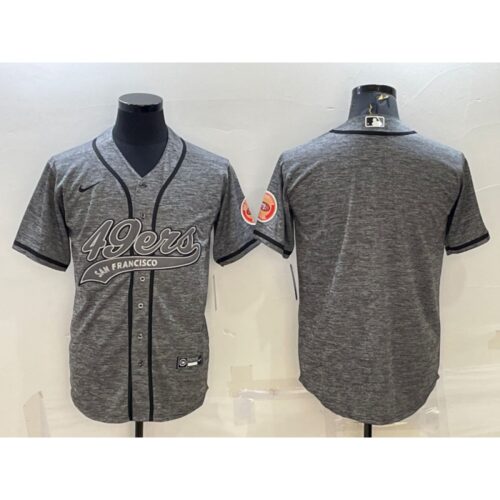 6861ad0672443_1 Men's San Francisco 49ers Blank Grey With Patch Cool Base Stitched Baseball Jersey